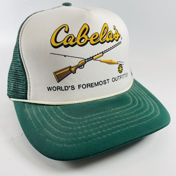 Cabela's Other - Cabela's Logo Hat Men's Snapback Green White Vintage Trucker Cap Mesh Hunt Fish